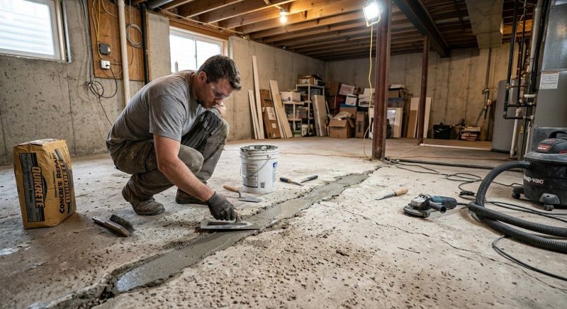 Cracked Basement Floor Repair in Sandy, UT